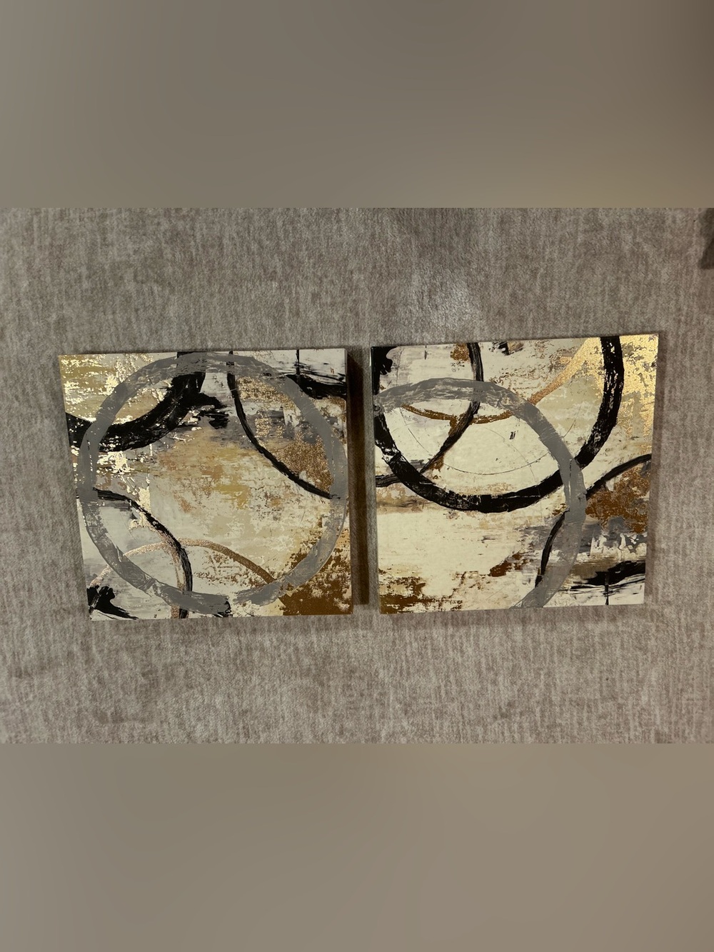 Abstract Neutral Circles Wall Art 12 x 12- Set of 2